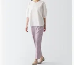 無印良品 再生ポリエステルテーパードパンツ レディース　Ｌ