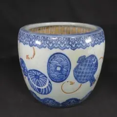 大正時代 瓢箪尽くし図鉢 鉢カバー 睡蓮鉢 金魚鉢 火鉢 古美術 WWTT430