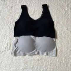 ナイトブラトップ 黒とグレー ストレッチ素材