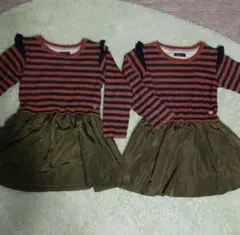 ストライプ柄フリル付きワンピース　2着