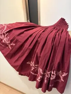 フラダンス パウスカート 赤と桃色の花柄