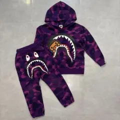 BAPE KIDS パープル迷彩 シャーク セットアップ