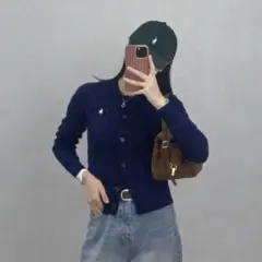 激かわ♡ラルフローレン ケーブルニットカーディガンコットンカーディガン　紺