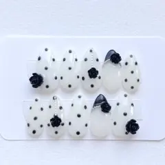 ネイルチップ ドット バラ ウィッシュコア ガーリー 水玉 韓国 ワンホン