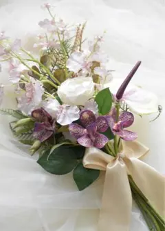 和装&ドレス兼用⭐︎華やかな蘭系のウェディングブーケ☆造花☆前撮り