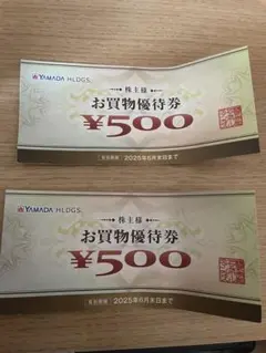 ヤマダ電機 お買物優待券 株主優待券 2枚1000円分　匿名配送