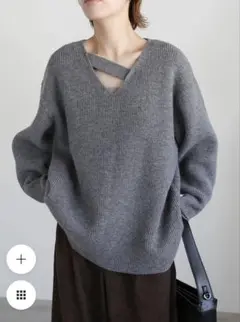【セレクトモカ】新品✨アシンメトリーVネックニットトップス