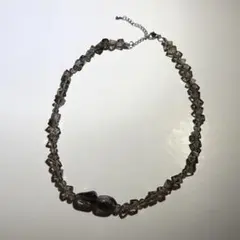 スモーキークォーツ　茶色　クリスタル　ビーズ　ネックレス　シルバー　ステンレス