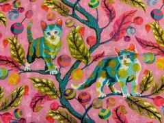 USAコットン　 フリースピリット　チュラピンク　ネコ　kitty　生地　ハギレ