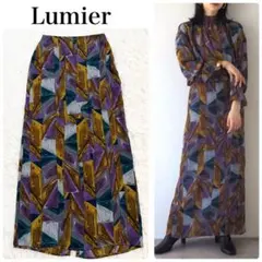 【美品】Lumier 完売品 レトロプリントタイトスカート パープルのサムネイル