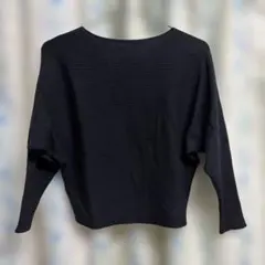 黒 リブ編み 長袖ニット Mサイズ coca