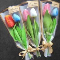 離任,移動,引越し…感謝の気持ちの花束 3人分 造花 チューリップ sale