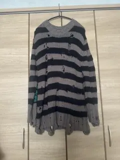 ヒステリックグラマー　ボーダーダメージニットセーター