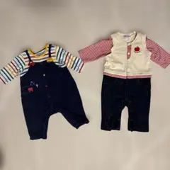 【ミキハウス】ロンパースsize70 2点セット（男女双子コーデ）