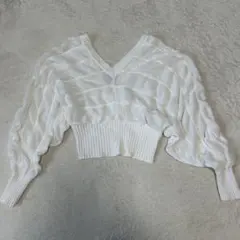 GYDA クロップドリブ編みニット