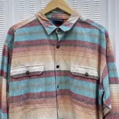 Patagonia ポルトガル製 サニーストライプ ヘビーフランネルシャツ XL