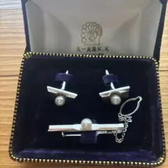 パール付き ネクタイピン カフス セット丸一真珠のサムネイル