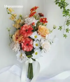 ブートニア付　土日　SALE ウェディングブーケ　韓国風　クラッチブーケ　J11