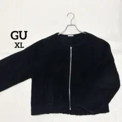 【ジーユー 】ボアフリース ジップブルゾン ブラック XLサイズ　黒　ブラック