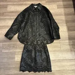 H&M カットワークレースジャケットスカートセットアップ