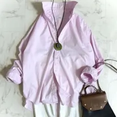 美品△定価2.5万△ETRE TOKYO//ロングシャツワンピース△ピンク - メルカリ