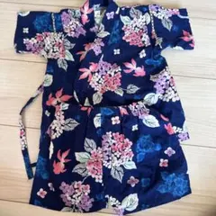 ベビー甚平 花柄 ネイビー 80cm