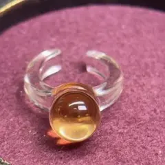 クリア×アンバーカラー ボールリング 指輪 透明 琥珀色 大ぶり モダン 涼しげ