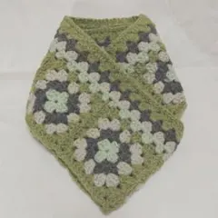 マフラー モチーフ編み グラニー編み グラニースクエア 秋色 抹茶 毛糸 ニット