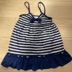 女の子用ワンピース水着 ネイビーと白のストライプ