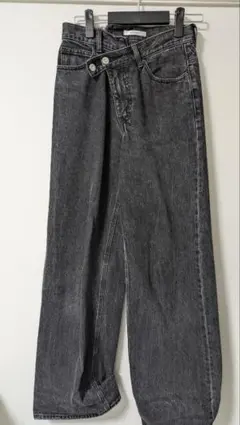 moussy　グレー ワイドレッグデニム パンツ