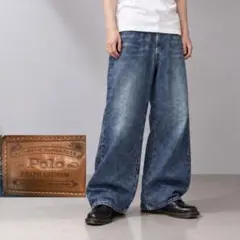 00s Polo Ralph Lauren 革タグ 縦落ちデニムパンツ W38
