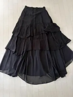 ブラック フレアロングスカート F