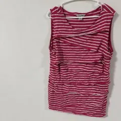 美品✨️【XL】ピンクと白のストライプ ノースリーブTシャツ タンクトップ