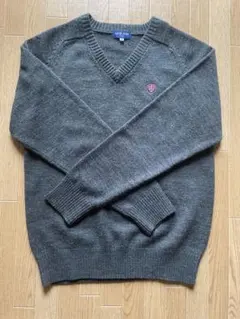 【美品】ミッシェルクラン チャコール グレー Vネック スクールセーター M