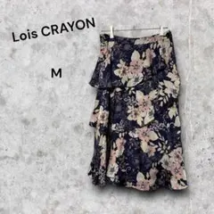 Lois CRAYON フレアスカート 花柄　M ネイビー　ミモレ丈　日本製のサムネイル