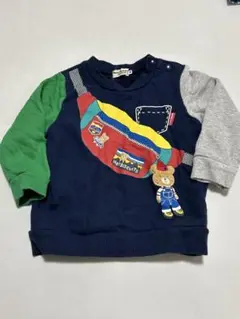 ミキハウス　ホットビスケッツ　トレーナー　80 美品　トップス　だまし絵　裏毛