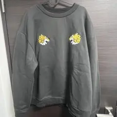 グラニフ　オーサムタイガースタンディング｜レイヤードスウェット虎刺繍 グレーXL