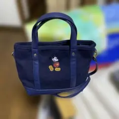 ミッキーマウス刺繍トートバッグ ネイビー