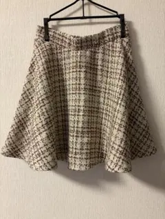 【ONE WAY】ツィード風 フレアスカート M