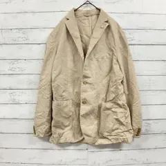 LBM1911 テーラードジャケット ベージュ リネン混 XL相当 イタリア製