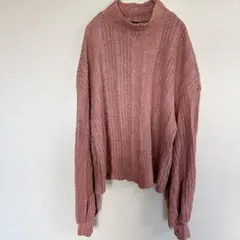 【美品】SHEIN シーイン モックネック リブニット トップス ピンク系 M
