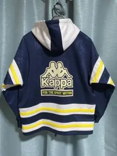 ★Kappa★カッパ日本製/長袖トラックパーカー★サイズMサイズ白×紺×黄　古着
