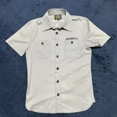 BLACK FLAME 刺繍　半袖シャツ　ワークシャツ