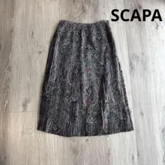 美品！SCAPA ペイズリー柄 プリーツ膝丈スカート 36のサムネイル