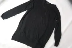 UNTITLED シルク カシミヤ Vネック ニット チュニック 黒色 2のサムネイル