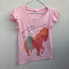 ojico 6A 100cm 110cmピンク ポニー柄 フリル袖 Tシャツのサムネイル