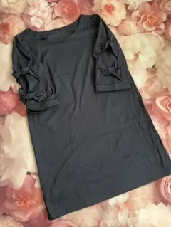 リボン付きネイビーワンピース