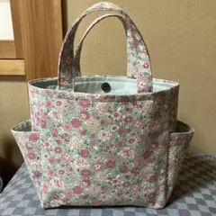 ハンドメイド　トートバッグ　サイドポケット付き