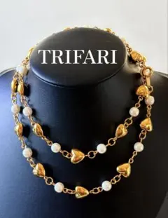 希少 TRIFARIハート＆フェイクパール ヴィンテージネックレスH21のサムネイル