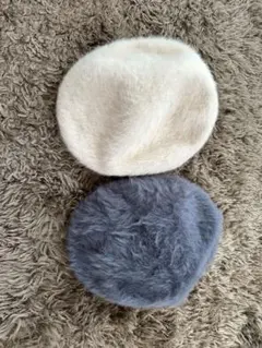 アイボリー・グレー ハンチング帽 2点セット